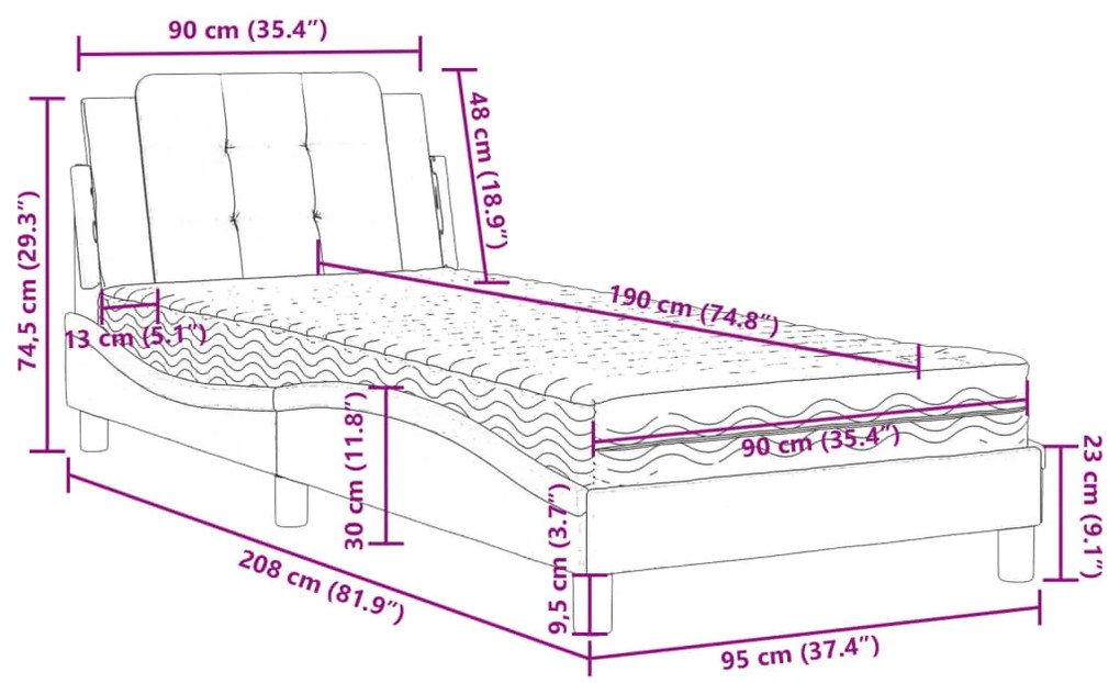 ΚΡΕΒΑΤΙ ΜΕ ΣΤΡΩΜΑ ΜΑΥΡΟ/ΛΕΥΚΟ 90X190 ΕΚ. ΑΠΟ ΣΥΝΘΕΤΙΚΟ ΔΕΡΜΑ 3208836