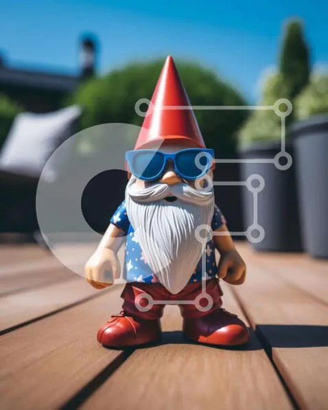 Intra Συλλεκτικό Ξύλινο Παζλ Plywood  4mm - Παιχνίδι Gnome με Κόκκινα, Λευκά και Μπλε γυαλιά ηλίου Σε Ξύλινο Κουτί - Διαστάσεις: 10x10 cm – 25 κομμάτια