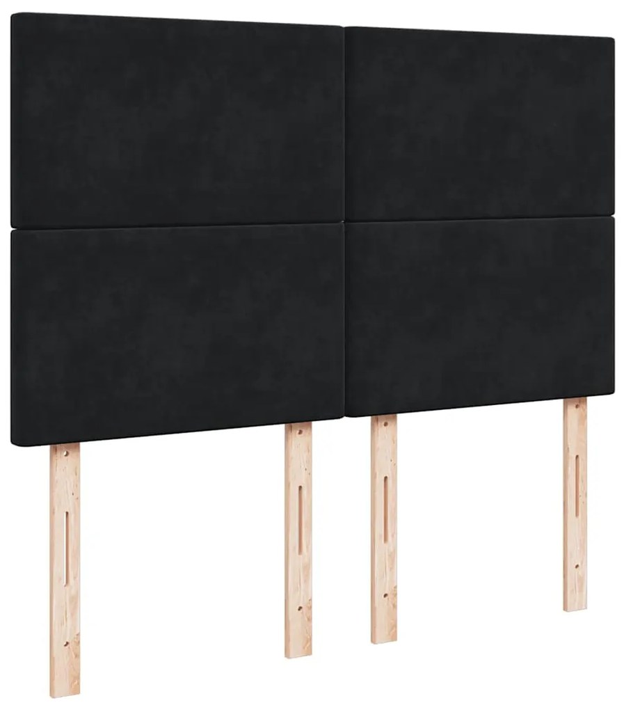 vidaXL Κρεβάτι Boxspring με Στρώμα Μαύρο 140x190 εκ. Βελούδινο