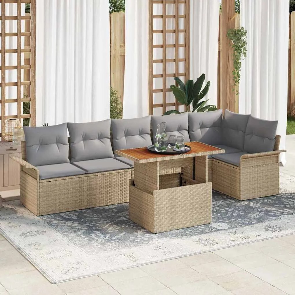 vidaXL Σετ Καναπέ Κήπου 7 pcs μπεζ και ανοιχτό γκρι 100 x 55 x 73 εκ