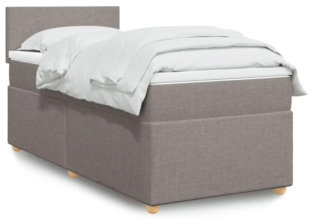 vidaXL Κρεβάτι Boxspring με Στρώμα Taupe 100 x 200 εκ. Υφασμάτινο