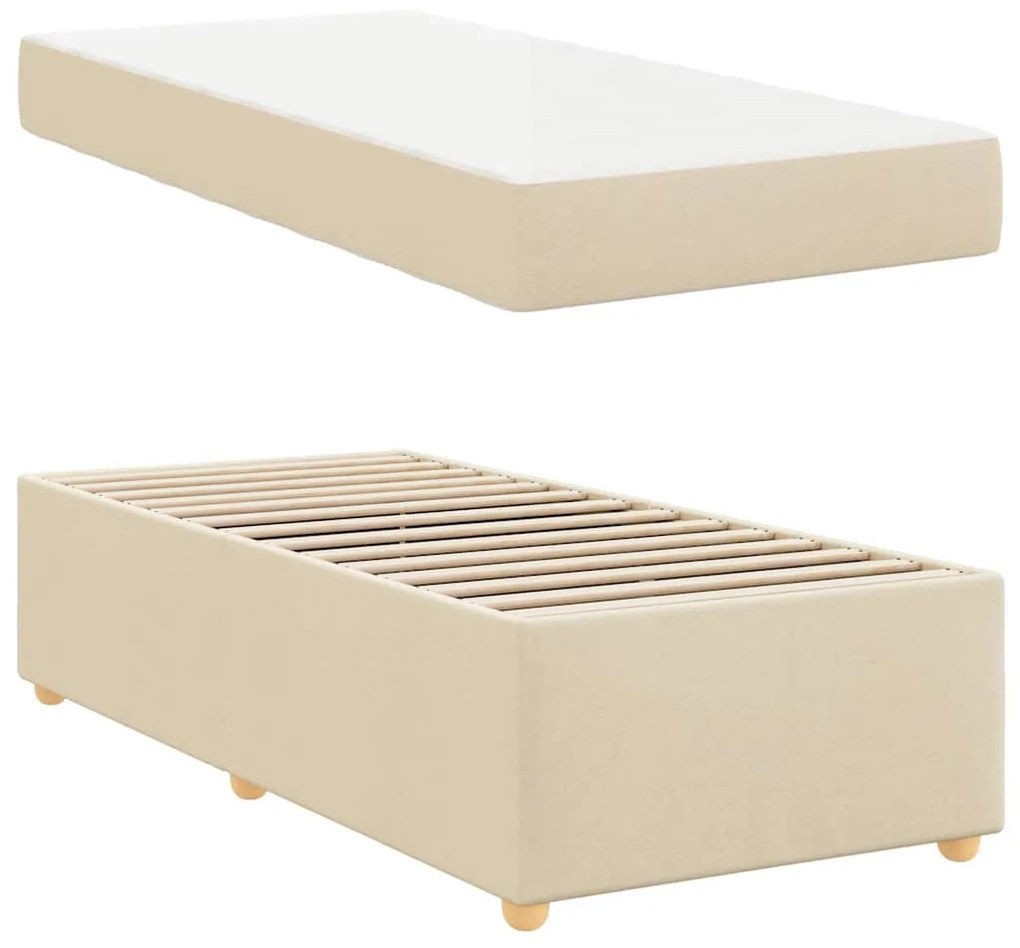 vidaXL Σκελετός Κρεβατιού με στρώμα Κρεμ 90 x 200 cm ύφασμα