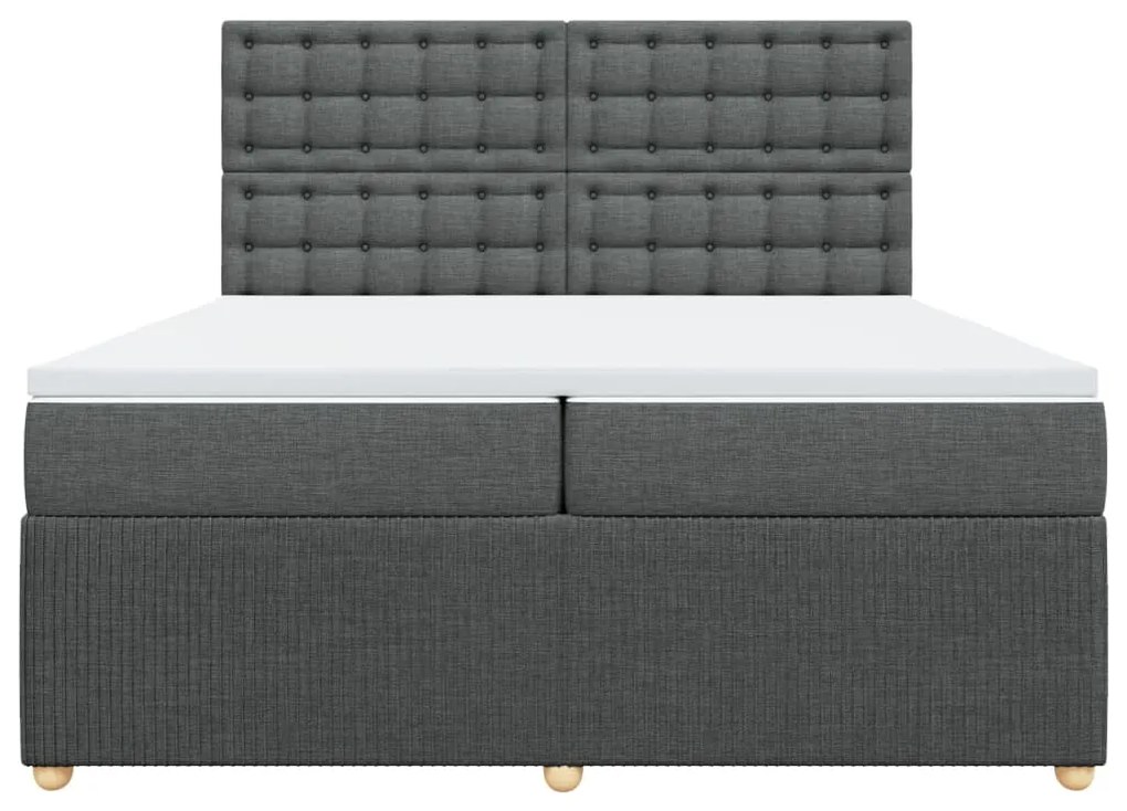 vidaXL Κρεβάτι Boxspring με Στρώμα Σκούρο Γκρι 200x200 εκ. Υφασμάτινο