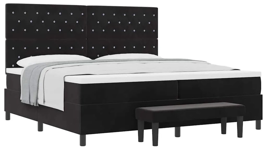 vidaXL Κρεβάτι με ελατήρια με στρώμα Μαύρο 200 x 200 cm Βελούδο