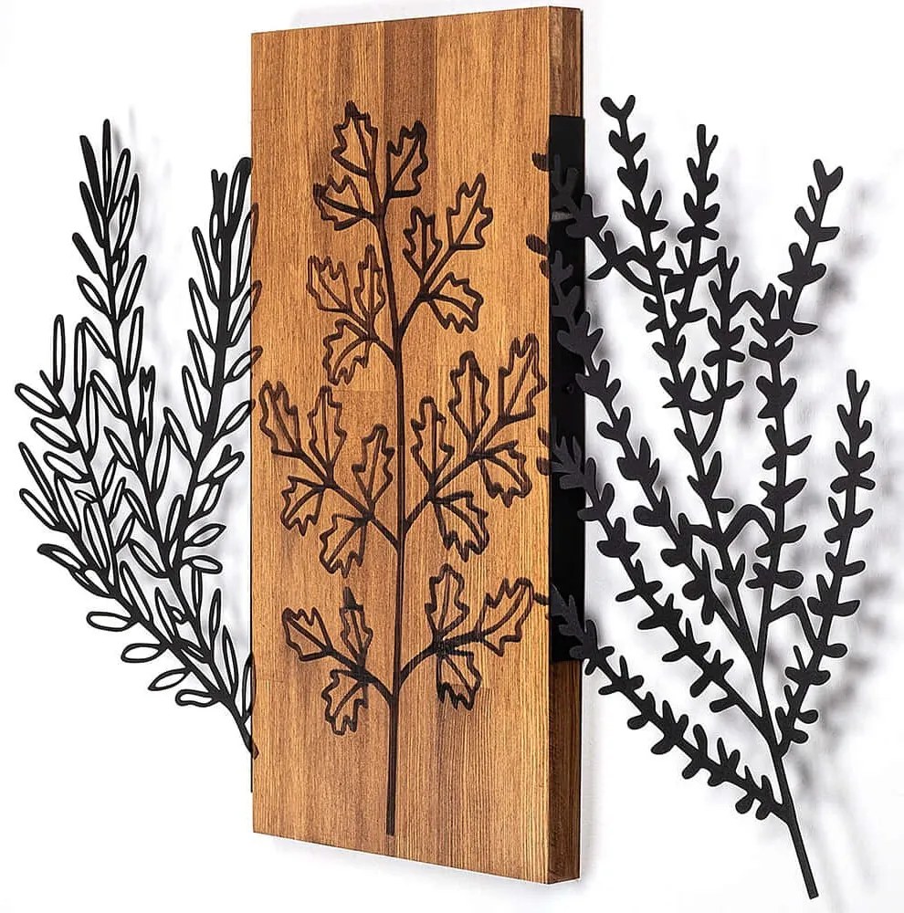 Διακοσμητικό Τοίχου Triple Herbs 899SKL2466 85x58cm Walnut-Black Wallity Μέταλλο,Ξύλο
