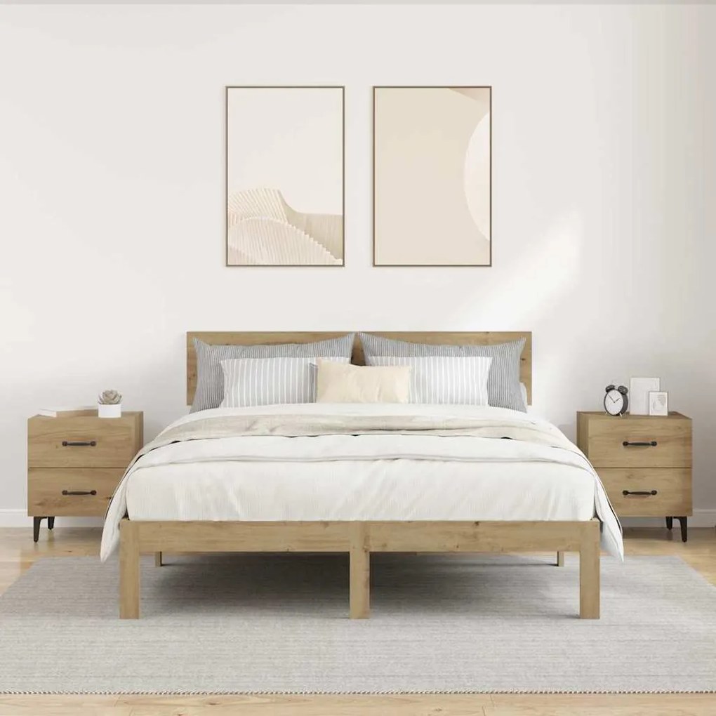 vidaXL Ντουλάπι κρεβατιού 2 pcs artisan δρυς 40 x 35 x 47.5 εκ