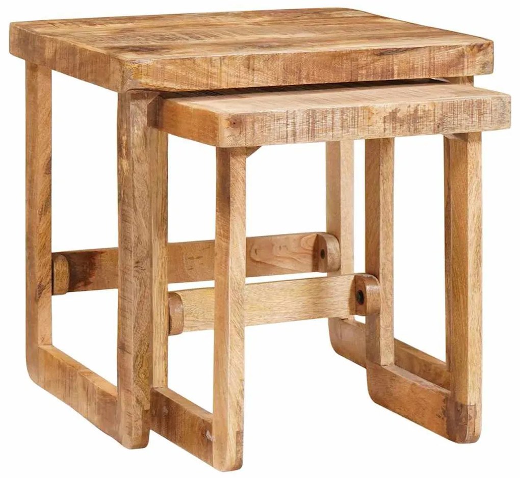 vidaXL Ένθετα τραπέζια 2 pcs Καφέ 46 x 46 x 45 εκ. Στερεό ξύλο μάνγκο