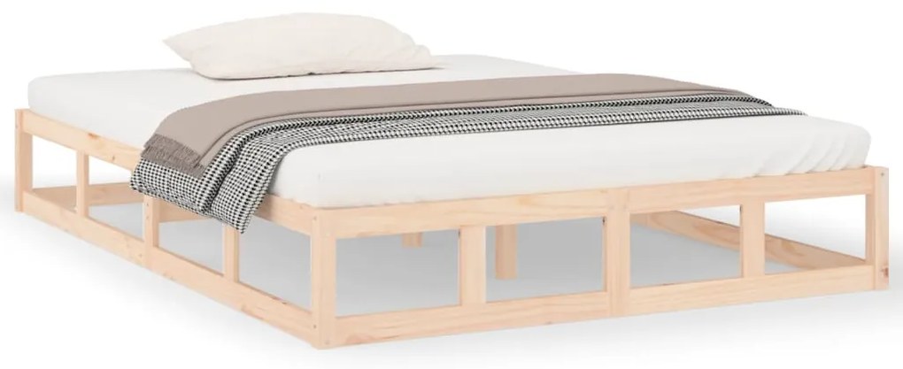 vidaXL Πλαίσιο Κρεβατιού 135 x 190 εκ. από Μασίφ Ξύλο Double
