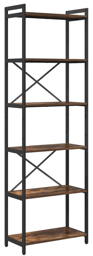 vidaXL Βιβλιοθήκη Καπνιστή δρυς 60 x 30 x 188 εκ MDF και Χάλυβας