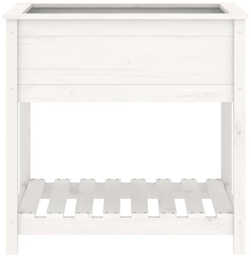vidaXL Ζαρντινιέρα με Ράφι Λευκή 82,5x54x81 εκ. Μασίφ Ξύλο Πεύκου