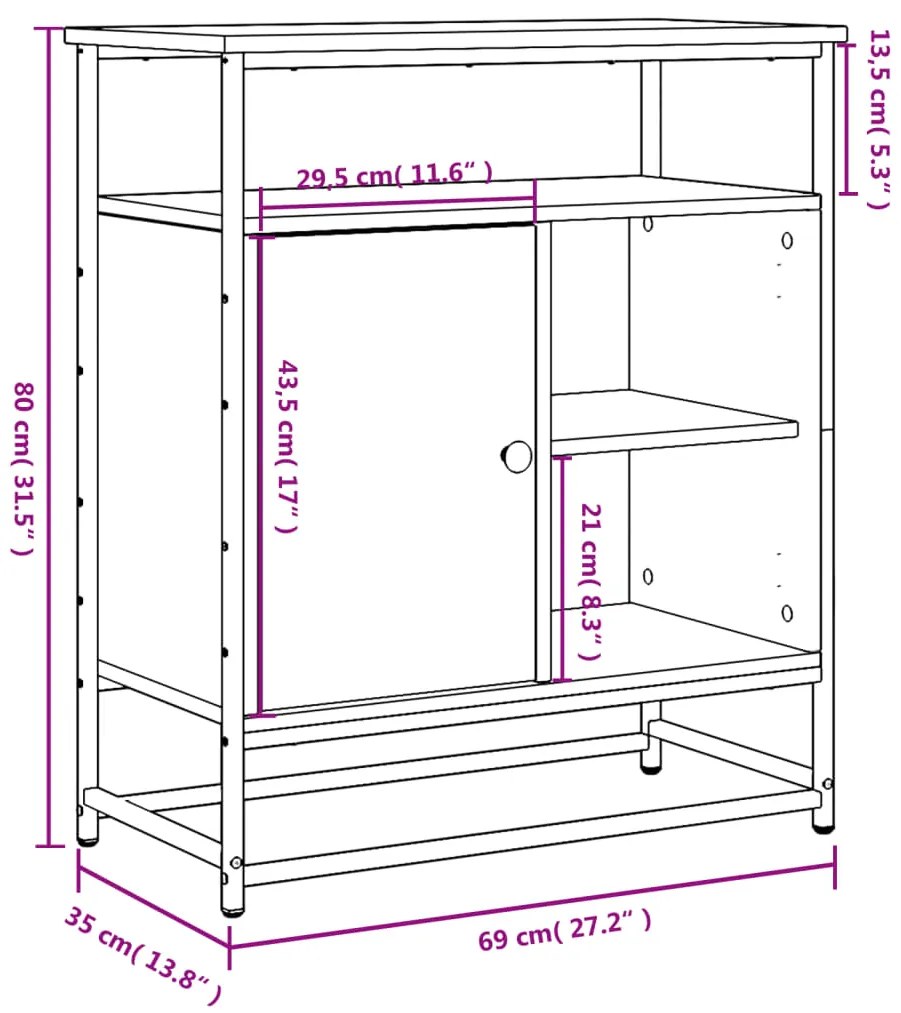 Συρταριέρα Sonoma Δρυς 69x35x80 εκ. από Επεξεργασμένο Ξύλο - Καφέ