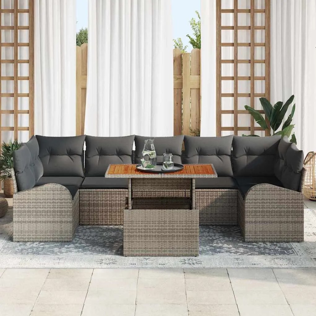 vidaXL Σετ Καναπέ Κήπου με μαξιλάρι 8 pcs Γκρι 100 x 55 x 73 εκ