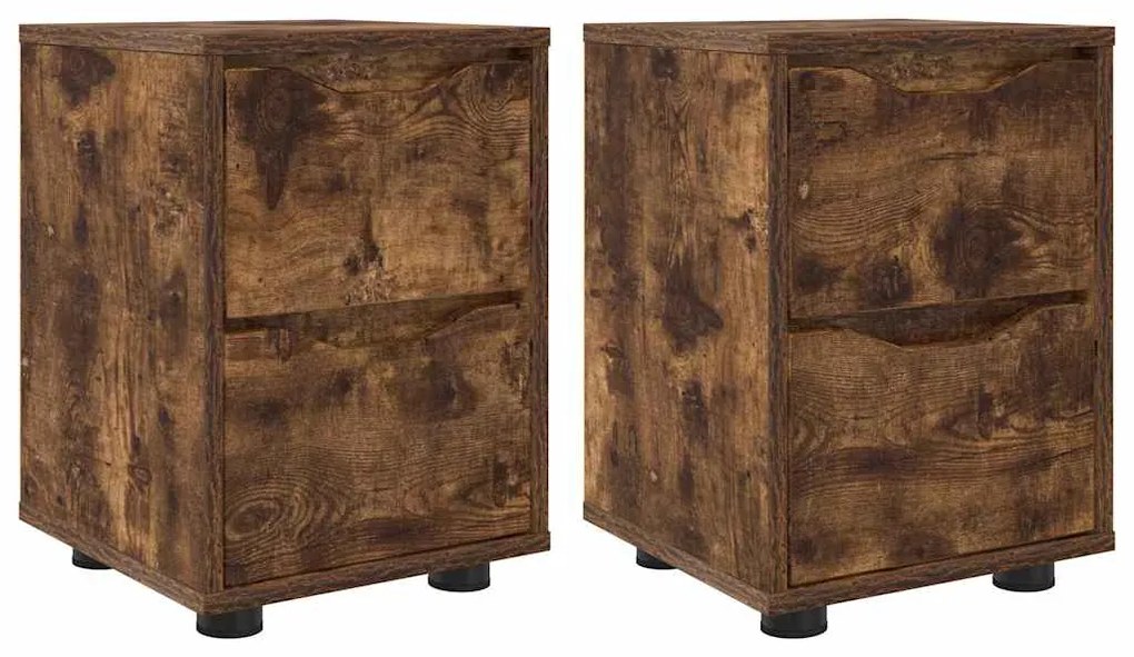 vidaXL Κομοδίνα με συρτάρι 2 pcs Καπνιστό Δρύς 30,5 x 30 x 43 εκ
