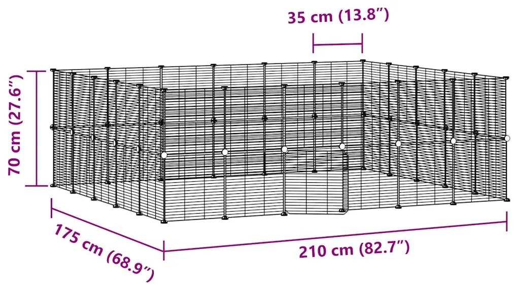 vidaXL Κλουβί Κατοικίδιων με 44 Πάνελ + Πόρτα Μαύρο 35 x 35εκ Ατσάλινο