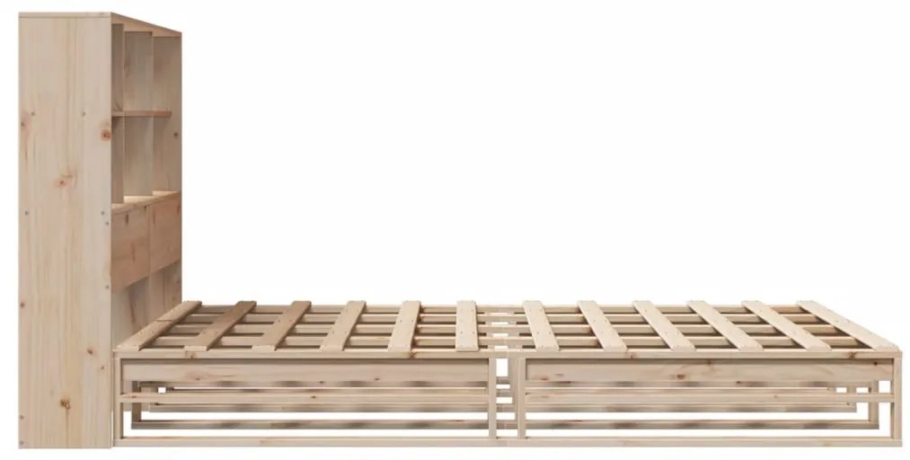Κρεβάτι Βιβλιοθήκη Χωρίς Στρώμα 120x190 εκ Μασίφ Πεύκο - Καφέ