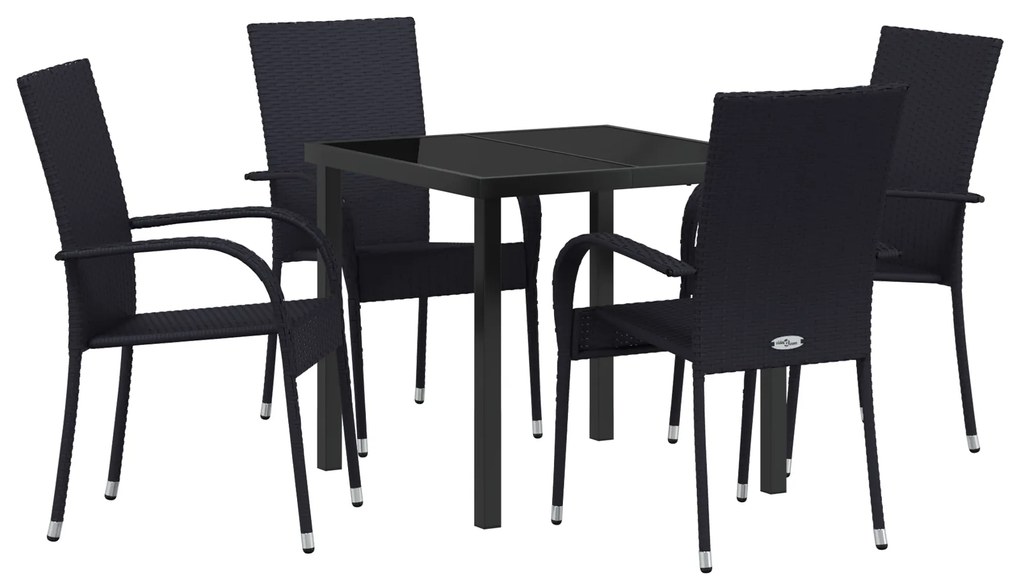 vidaXL Σέτ φαγητού για κήπο 5 pcs Μαύρο Ράτα PE