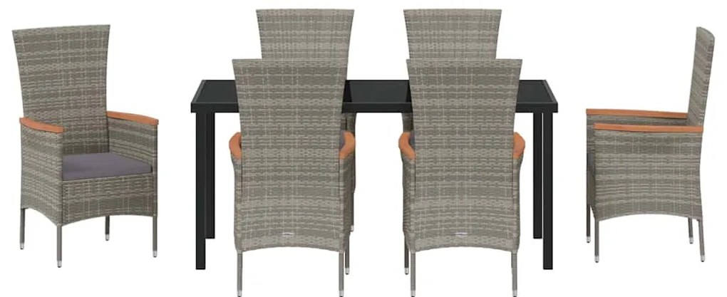 vidaXL Σέτ φαγητού για κήπο 7 pcs Γκρι Χάλυβας με επίστρωση πούδρας