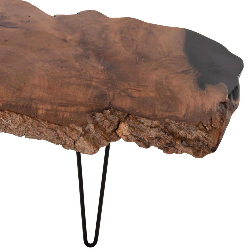 Τραπεζάκι σαλονιού GLAZE Ξύλο TEAK σε Φυσικό και Μαύρα Μεταλλικά πόδια 110x60x48Υεκ. 110x60x48 εκ.