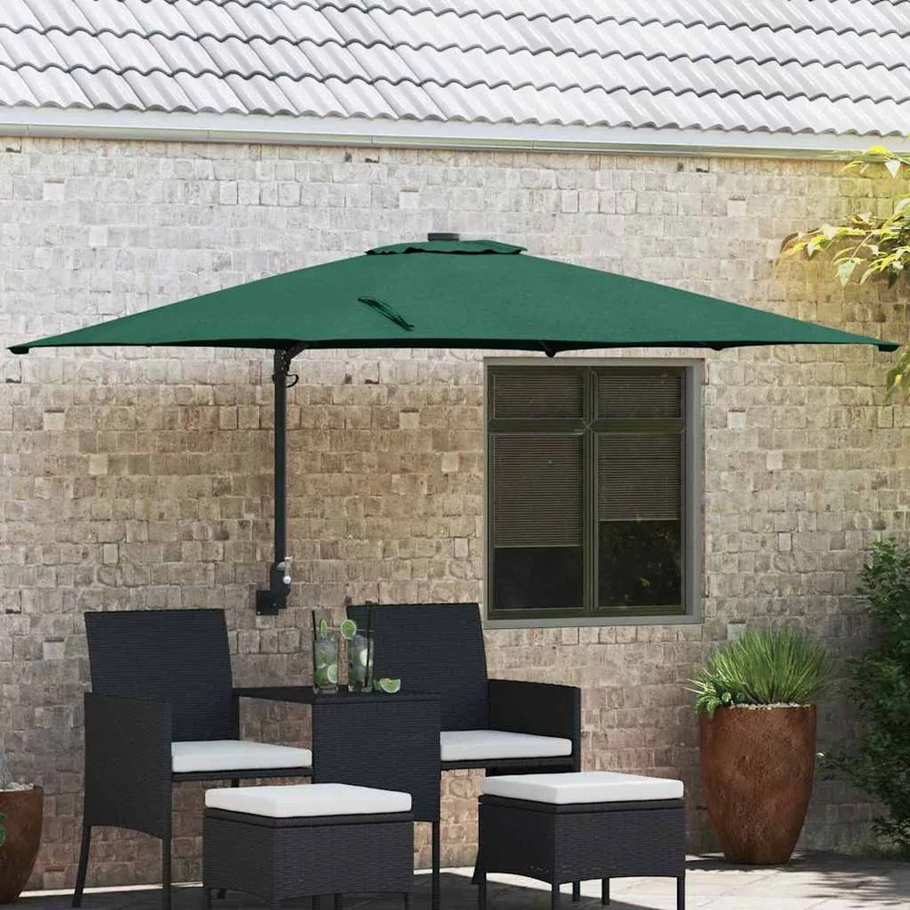 vidaXL Ομπρέλα Κήπου Πράσινο, Μαύρο 248.5 x 247.5 x 160 εκ.