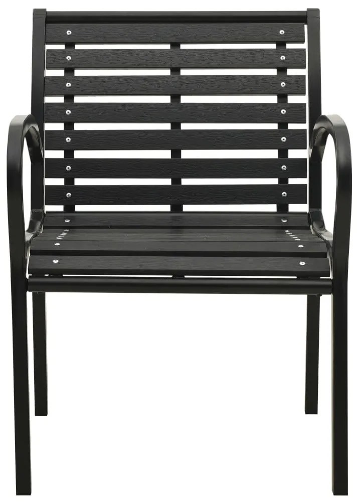 Καρέκλες Κήπου 2 τεμ. Μαύρες από Ατσάλι / WPC - Μαύρο