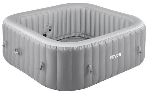 VEVOR Inflatable Hot Tub 4 to 6 Person 1850 x 660mm Square Portable Outdoor Spa