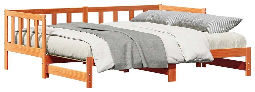 vidaXL Κρεβάτι ημέρας με Pull-out χωρίς στρώμα Καφέ 2x(90x190) εκ