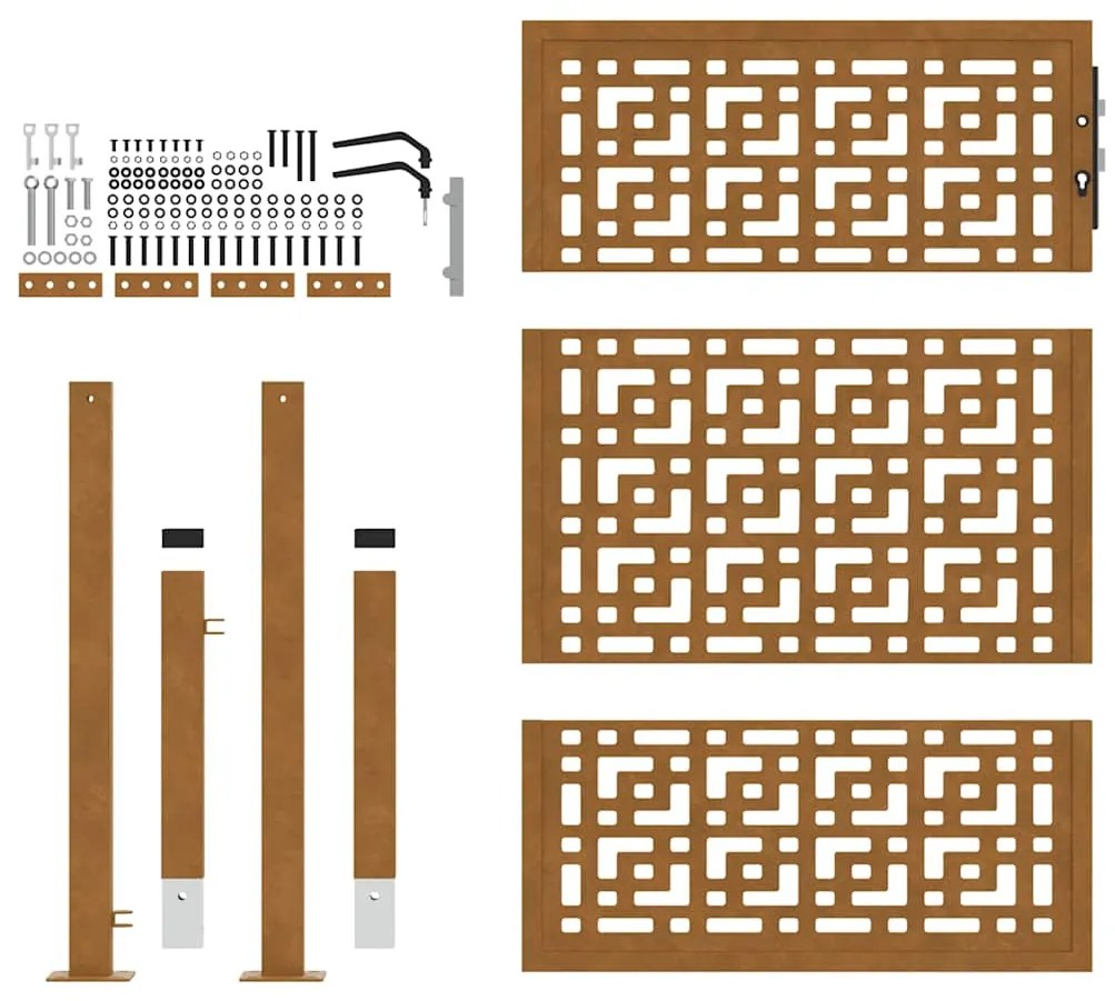 vidaXL Πύλη κήπου 105x130 cm Σταυρός σχεδιασμού από διαβρωμένο χάλυβα