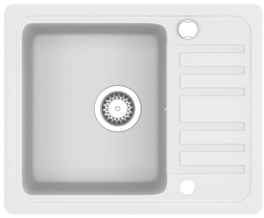 vidaXL Νεροχύτης με Μονή Γούρνα Λευκός Γρανιτένιος