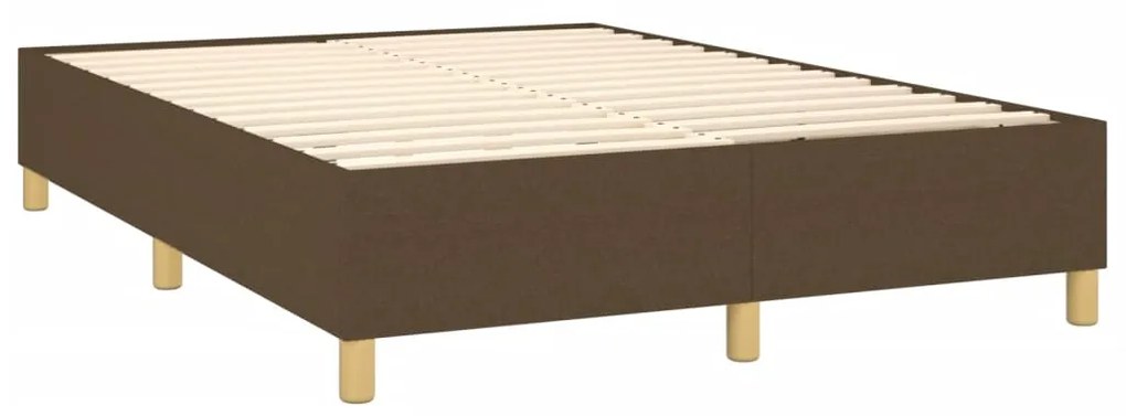 Κρεβάτι Boxspring με Στρώμα Σκούρο Καφέ 140x200 εκ Υφασμάτινο - Καφέ