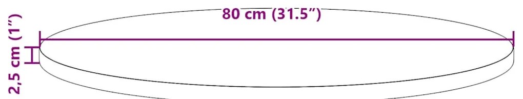 vidaXL Επιφάνεια Τραπεζιού Ø80 x 2,5 εκ. από Μασίφ Ξύλο Πεύκου