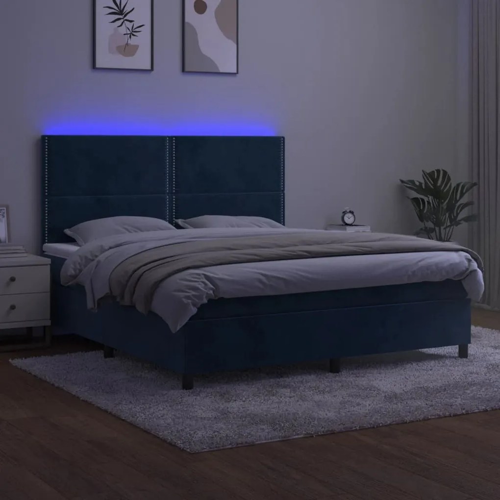 ΚΡΕΒΑΤΙ BOXSPRING ΜΕ ΣΤΡΩΜΑ &amp; LED ΣΚ. ΜΠΛΕ 180X200ΕΚ. ΒΕΛΟΥΔΙΝΟ 3136081