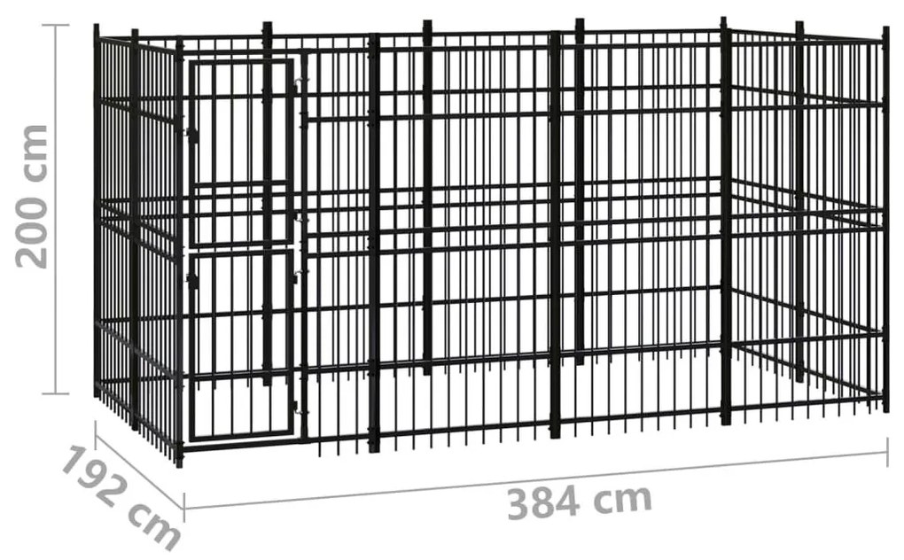 Κλουβί Σκύλου Εξωτερικού Χώρου 7,37 μ² από Ατσάλι - Μαύρο