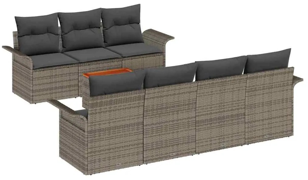 vidaXL Σετ Καναπέ Κήπου με αποθήκευση 8 pcs Γκρι συνθετικό ρατάν