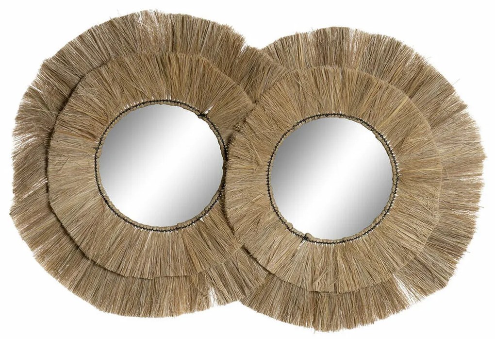 Τοίχο καθρέφτη DKD Home Decor Φυσικό Bali 117 x 6 x 77 cm