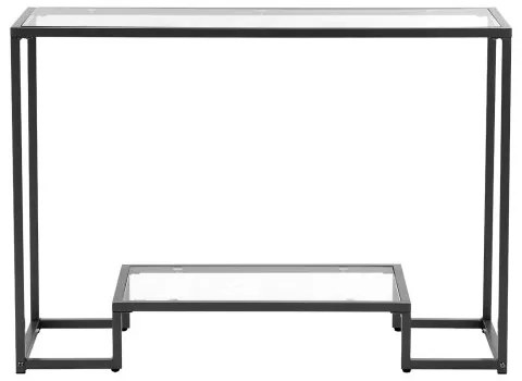 VEVOR 2-Tier Glass Console Table Rectangle Sofa Side Table with Anti-Tip Black