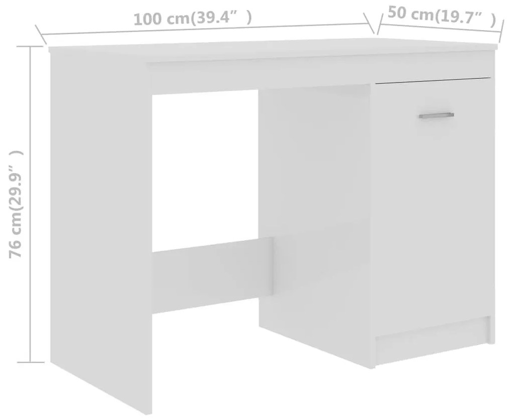 Γραφείο Γυαλιστερό Λευκό 100 x 50 x 76 εκ. από Επεξ. Ξύλο - Λευκό