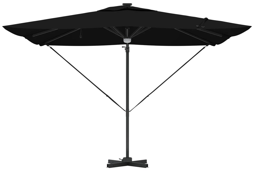 vidaXL Ομπρέλα Βραχίονα Roma με LEDs Μαύρη 286x285x270 εκ. Αλουμίνιο