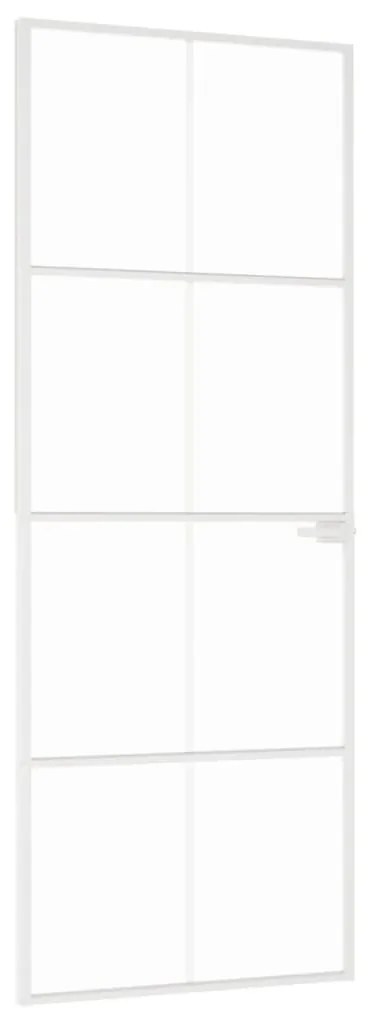 vidaXL Εσωτερική Πόρτα Λευκή 76x201,5 εκ. Ψημένο Γυαλί&Λεπτό Αλουμίνιο