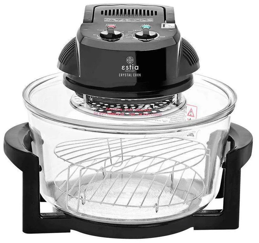 Φουρνάκι Ρομπότ Crystal Cook 06-16555 38x33x32cm 1400W 12Lt Black Estia Γυαλί