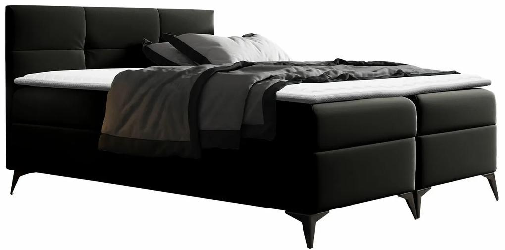 Κρεβάτι continental Baltimore 134, Continental, Μονόκλινο, Μαύρο, 120x200, Οικολογικό δέρμα, Τάβλες για Κρεβάτι, 124x208x115cm, 104 kg, Στρώμα: Ναι
