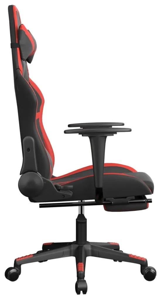 vidaXL Καρέκλα Gaming Μασάζ Υποπόδιο Μαύρο/Κόκκινο από Συνθετικό Δέρμα
