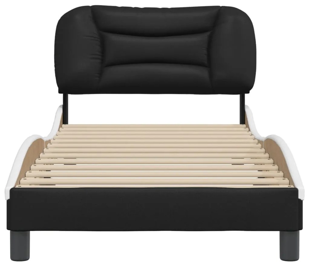 vidaXL Πλαίσιο κρεβατιού χωρίς Στρώμα Hvar Μαύρο/Λευκό 90x200εκ. Συνθ. Δέρμα