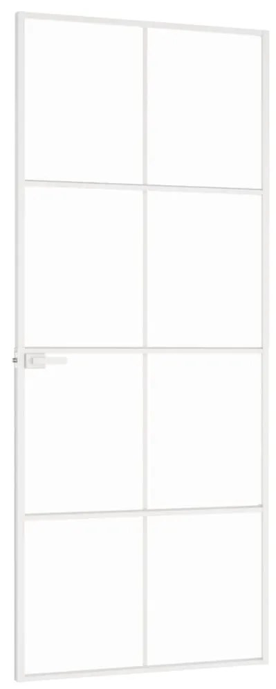 vidaXL Εσωτερική Πόρτα Λευκή 83x201,5 εκ. Ψημένο Γυαλί&Λεπτό Αλουμίνιο