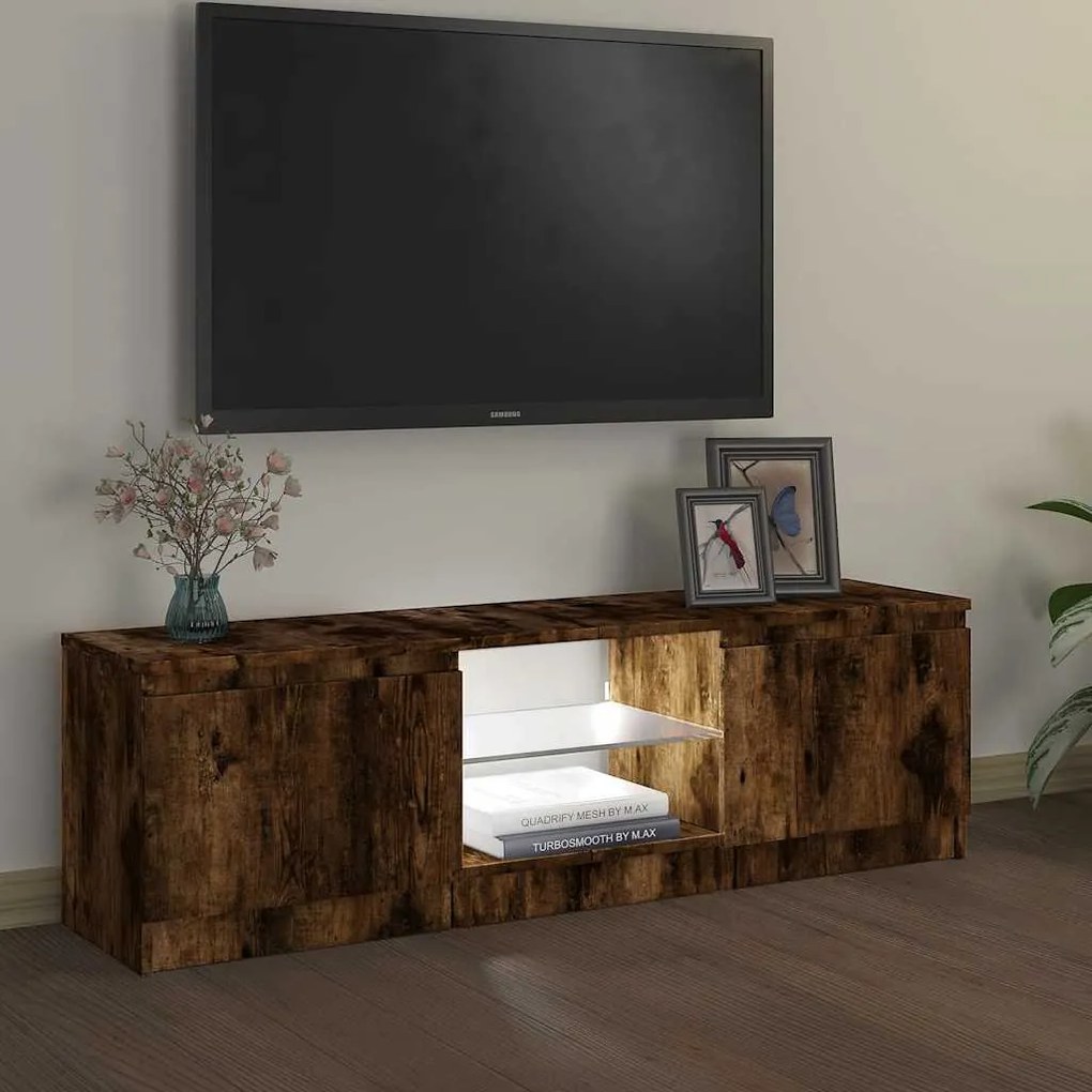 vidaXL Έπιπλο Τηλεόρασης με LED Καπνιστή Δρυς 120x30x36 εκ.