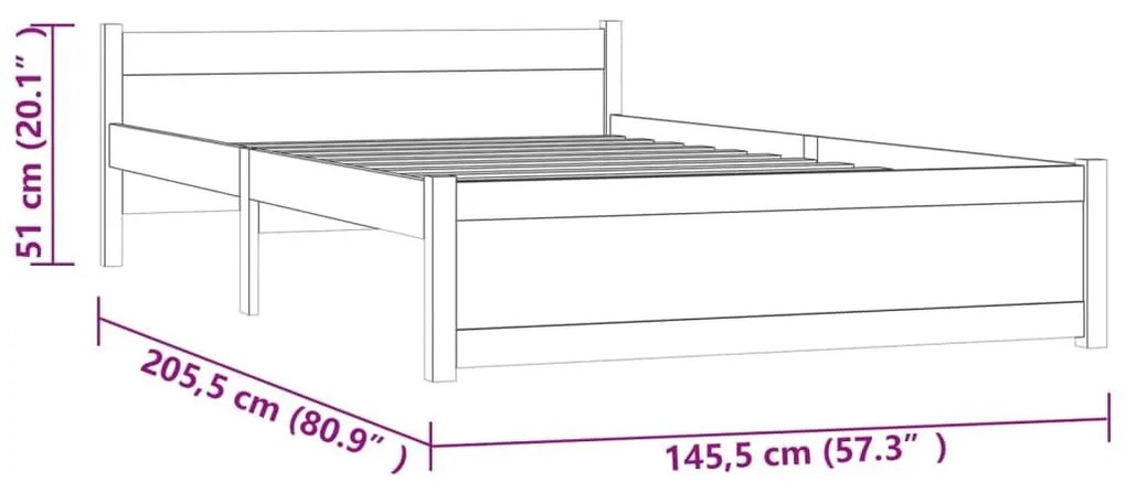 Σκελετός Κρεβατιού Χωρίς Στρώμα 140x200 εκ Μασίφ Ξύλο - Καφέ