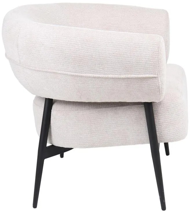 Πολυθρόνα Penfel ύφασμα σε κρεμ απόχρωση με πόδι μαύρο μέταλλο 85x72x73εκ 85x72x73 εκ.