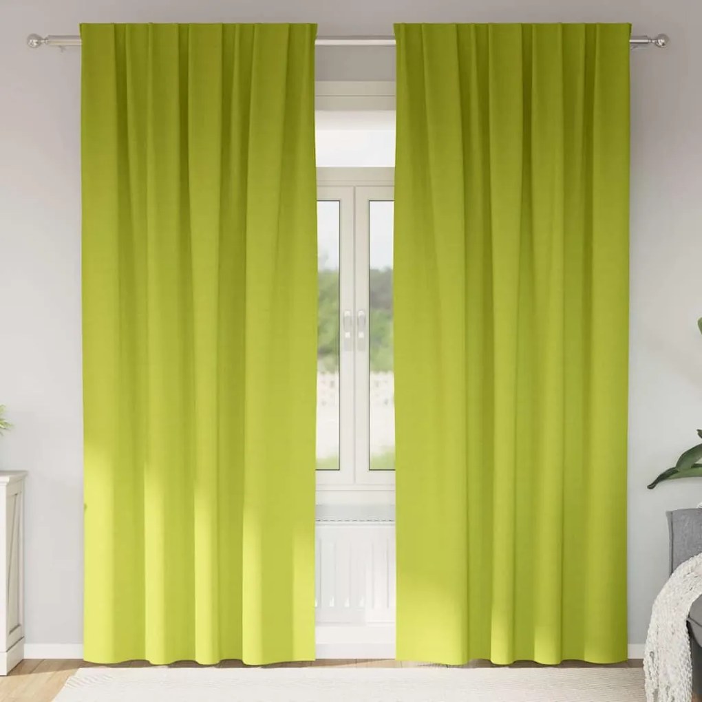vidaXL Κουρτίνες με κουρτίνες 2 pcs Λαχανί 245 x 140 εκ. Πολυεστέρας