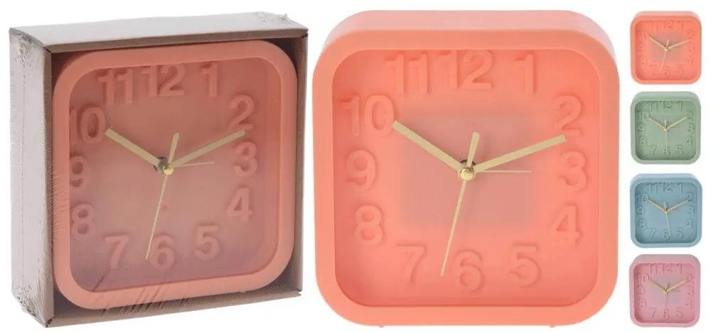 Ρολόι επιτραπέζιο alarm 837165300 τετράγωνο, 132x52x132mm σε 4 επιλογές χρώματος πορτοκαλί/ροζ/μπλε/πράσινο.