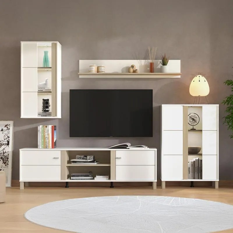 Σύνθετο σαλονιού PECKHAM Λευκό - Δρύς 260x40x183εκ. 260x40x183 εκ.