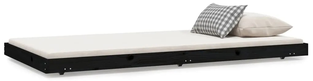 vidaXL Πλαίσιο Κρεβατιού Μαύρο 100 x 200 εκ. από Μασίφ Ξύλο Πεύκου